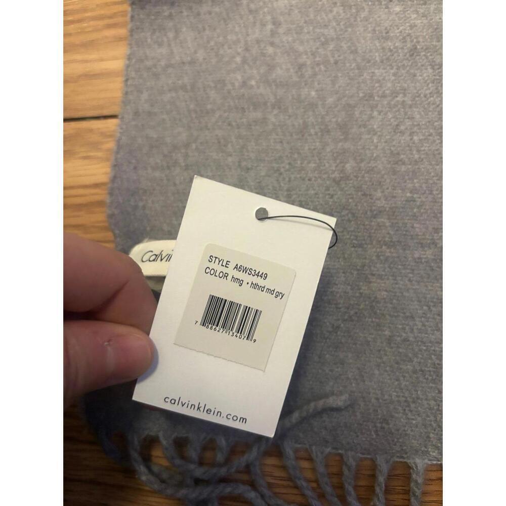 Calvin Klein Grey Plaid Winter Scarf - Picture 3 of 5